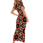 Women's Round Neck Long Dress Short Sleeve Bodycon Pencil Dress