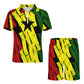Men's Red Yellow Green and Black Stars Zip-Up Polo Set
