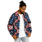 Men's Red White Blue Geometric Pattern All-Over Print Baseball Jacket