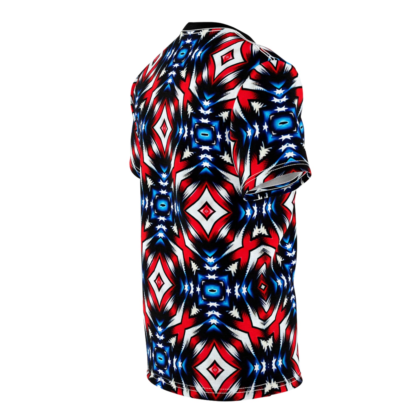 Men's Red White Blue Geometric Pattern All-Over Print Unisex Cut & Sew Tee
