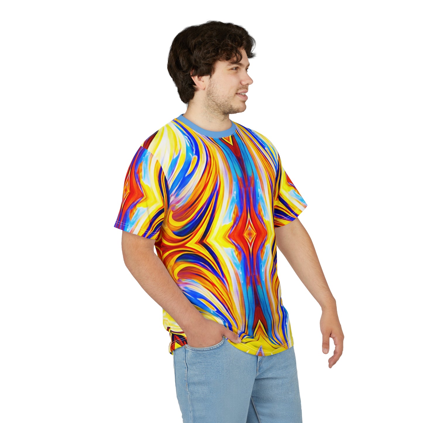 Men's Vibrant Abstract Art All-Over Print Tee