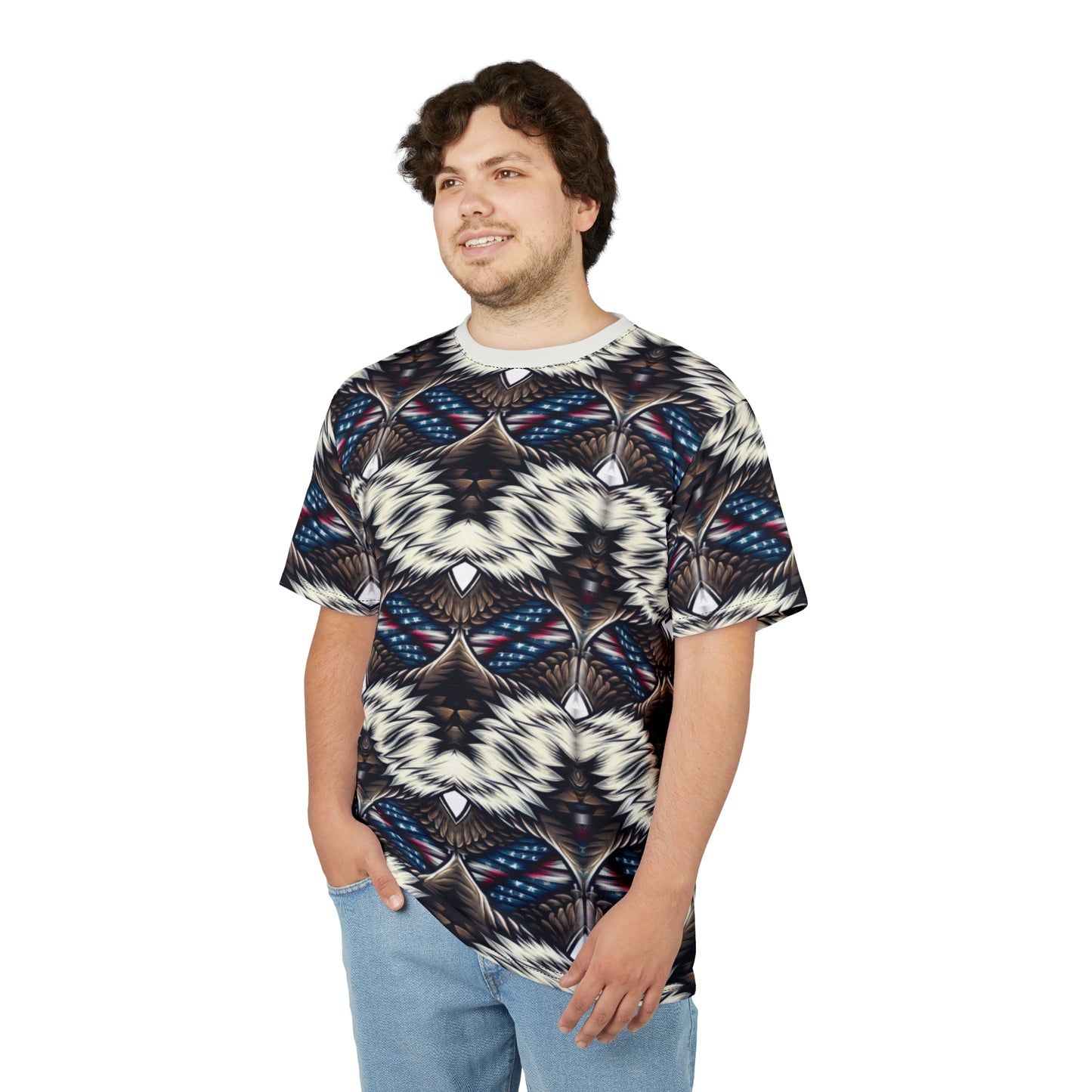 Men's Bold Geometric Pattern All-Over Print Unisex Cut & Sew Tee.