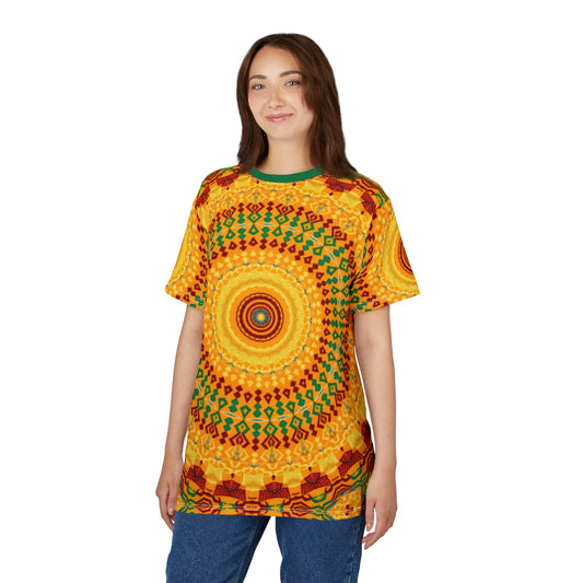 Women's Vibrant Yellow Sunburst Mandala All-Over Print T-Shirt