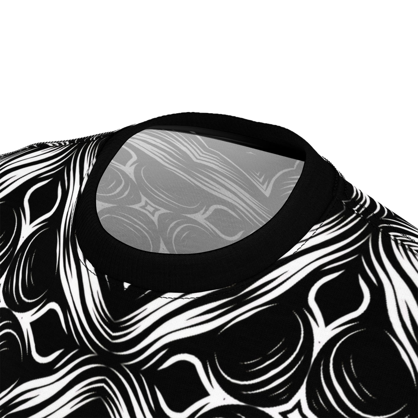 Women's Black & White Kaleidoscope Pattern All-Over Print Graphic Shirt
