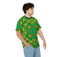 Men's Green & Yellow Kaleidoscope Pattern All-Over Print Shirt
