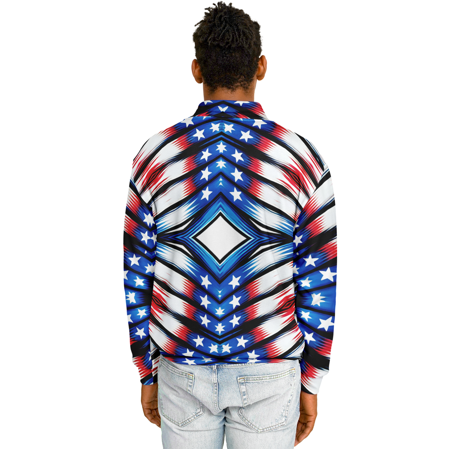 Men's American Flag Pattern All-Over Print Baseball Jacket