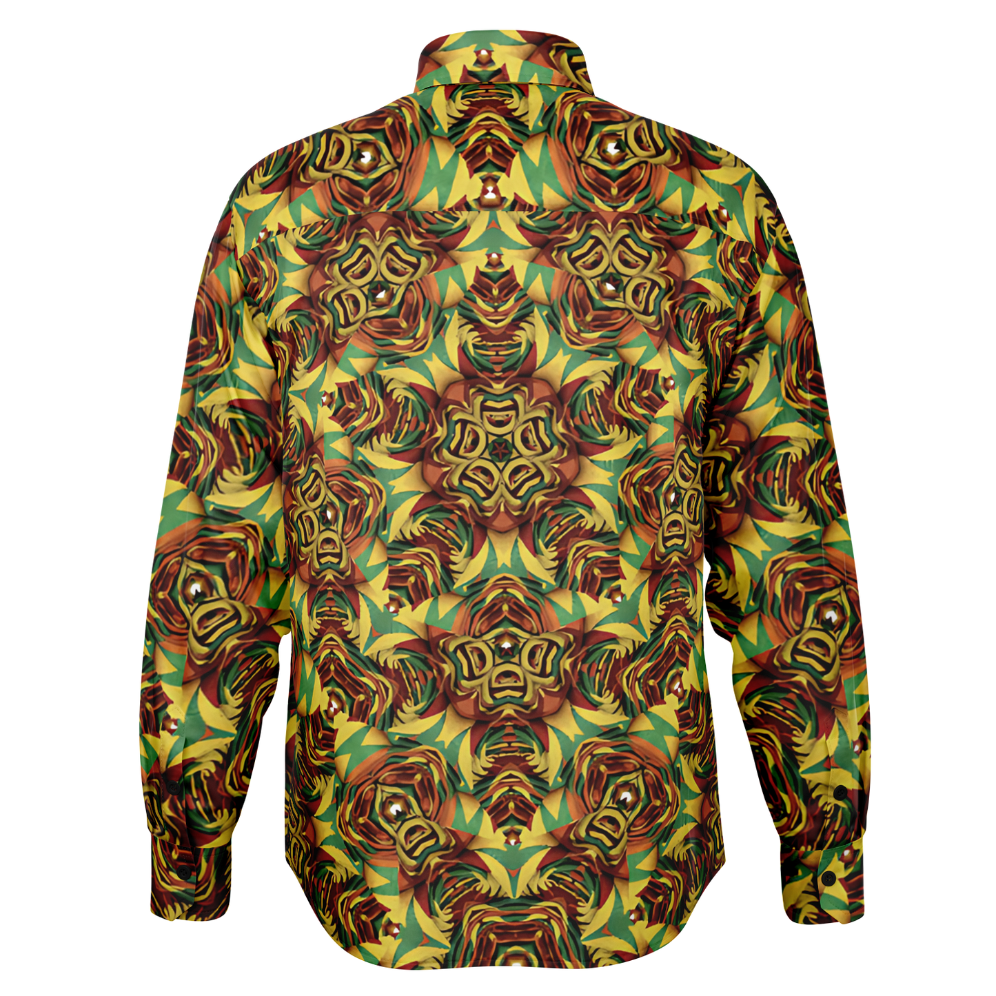 Men's Vibrant Geometric Pattern Spread Collar Long Sleeve Button-Down All Over Print Shirt.