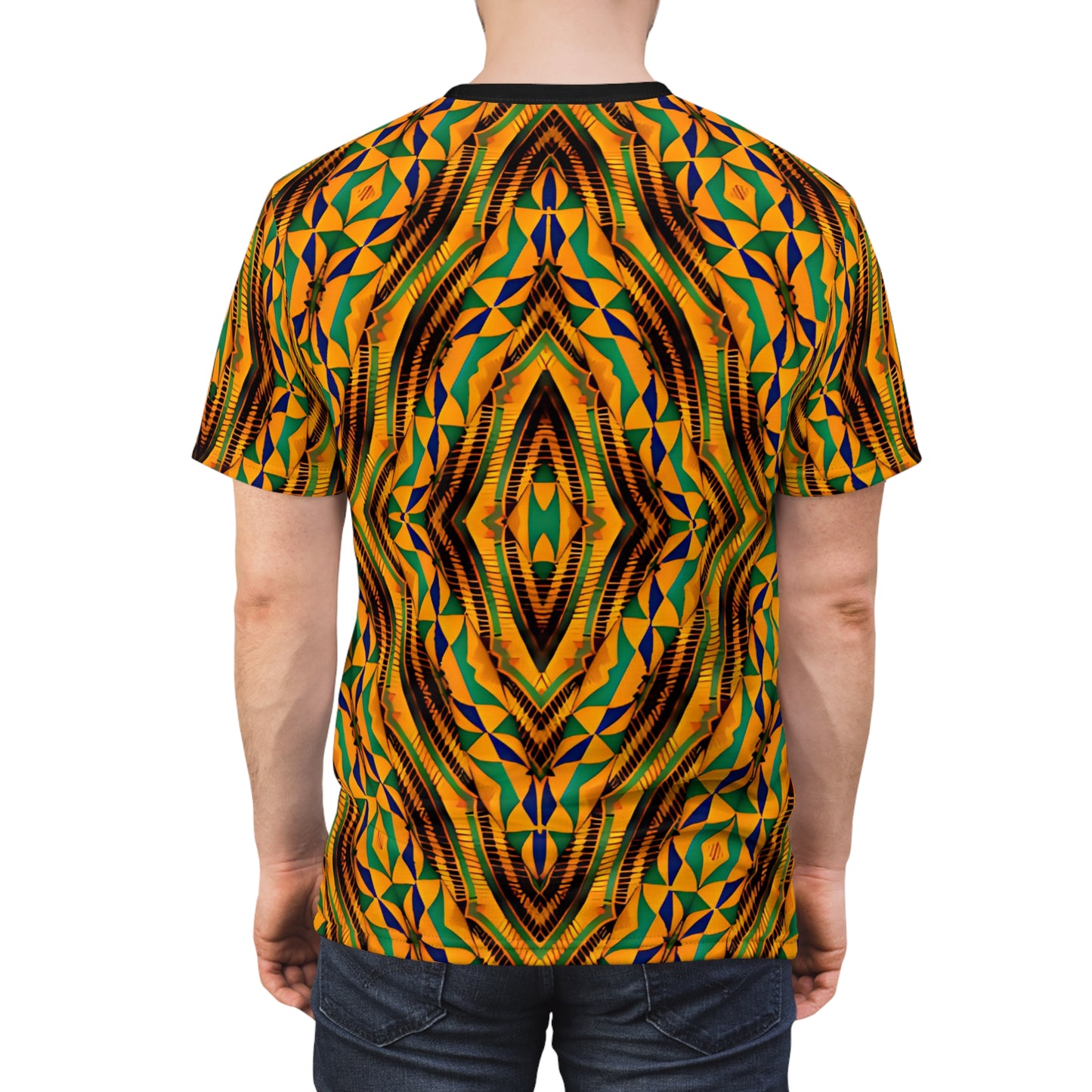 Men's Bold African Kente Inspired Pattern All-Over Print Tee
