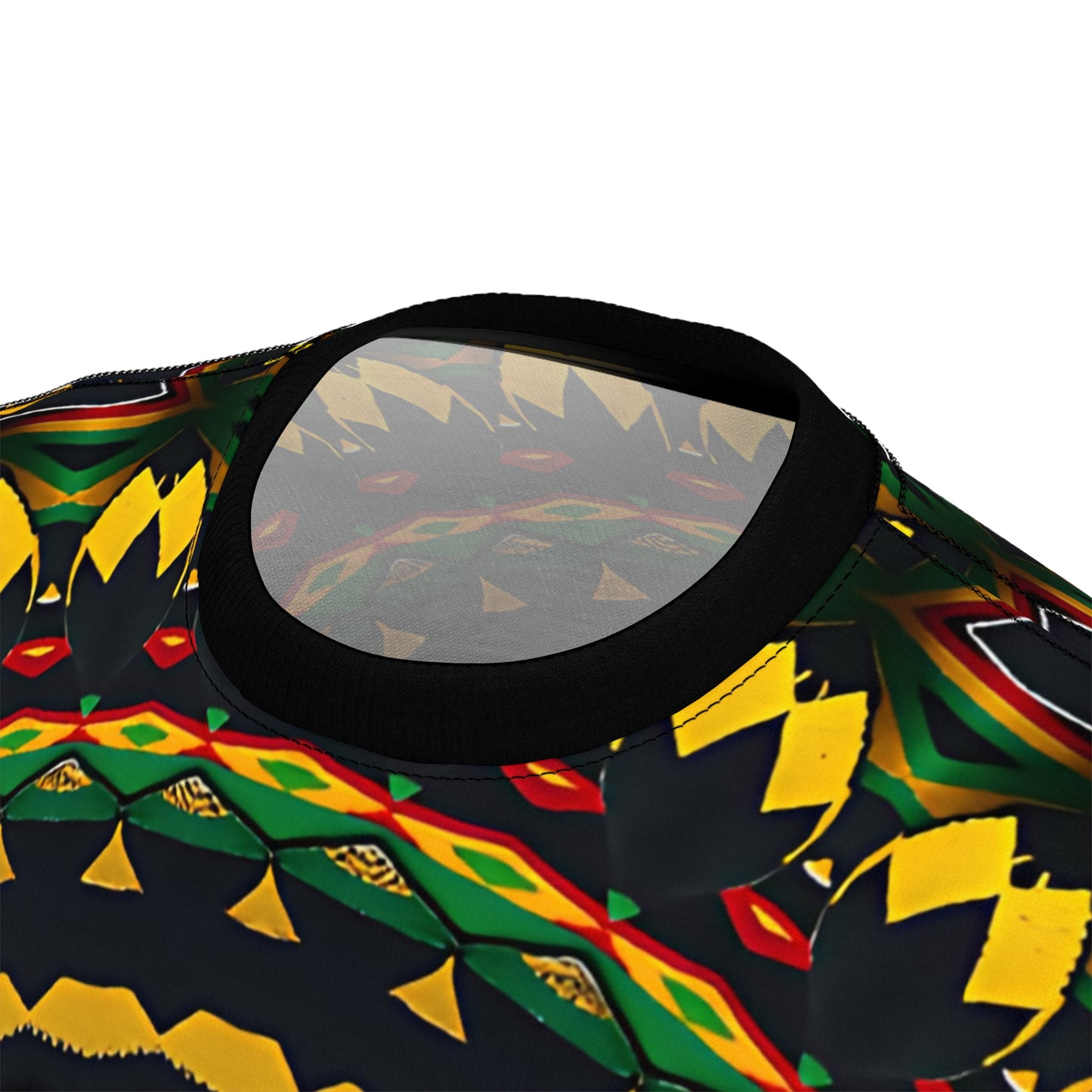 Women's Yellow Green Red Circular Pattern All-Over Print Tee