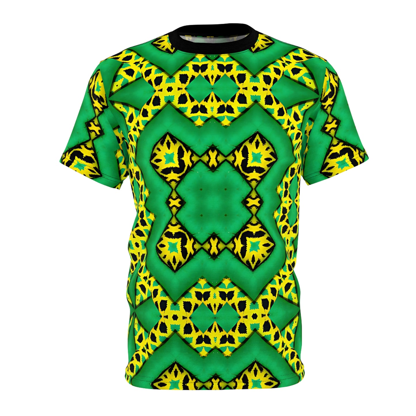 Men's Green & Yellow Kaleidoscope Pattern All-Over Print Shirt