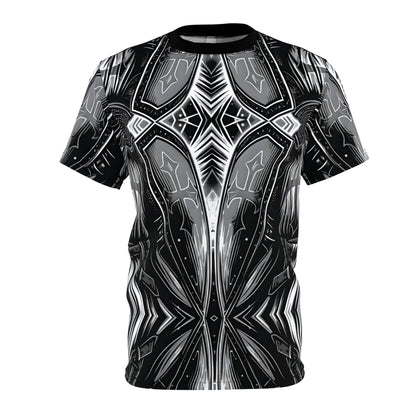 Men's Black & Silver Symmetry Pattern All-Over Print Tee