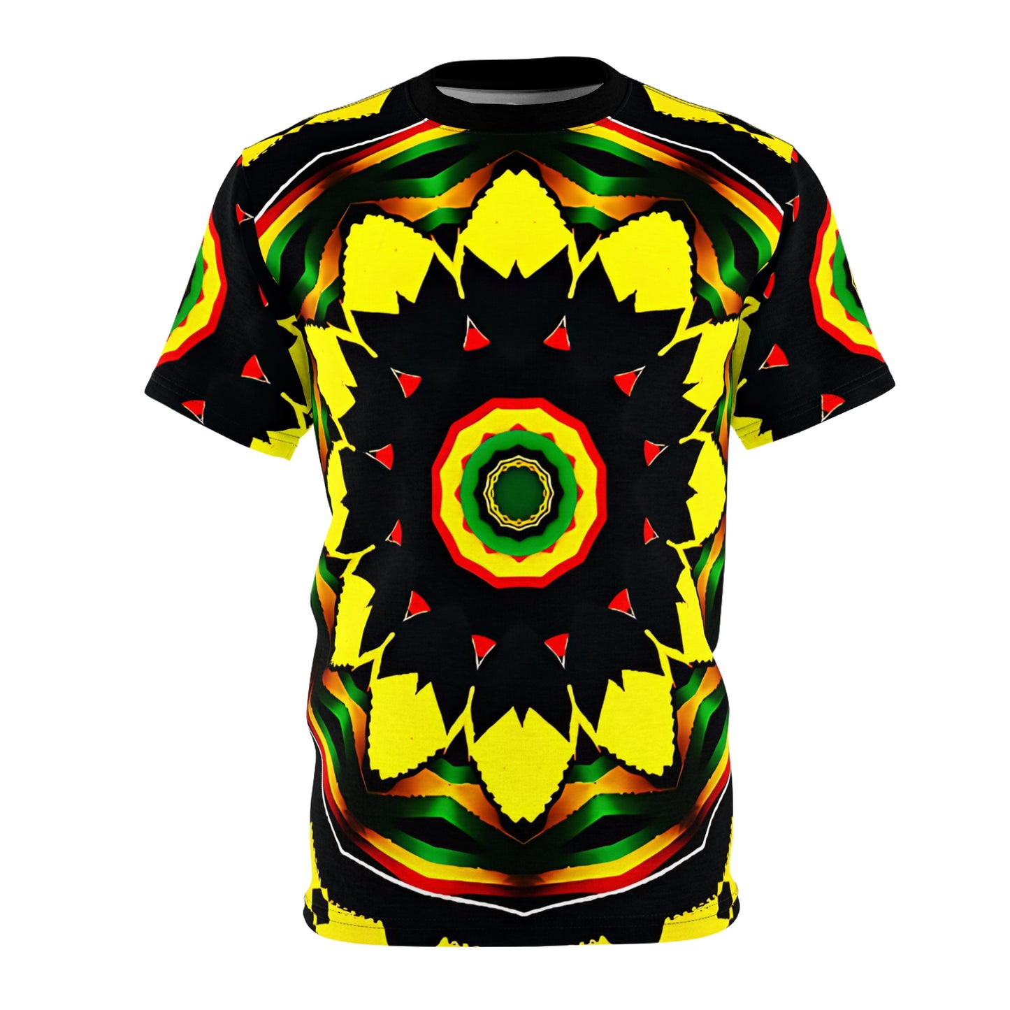 Women's Psychedelic Floral Pattern All-Over Print Tee