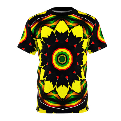 Women's Psychedelic Floral Pattern All-Over Print Tee