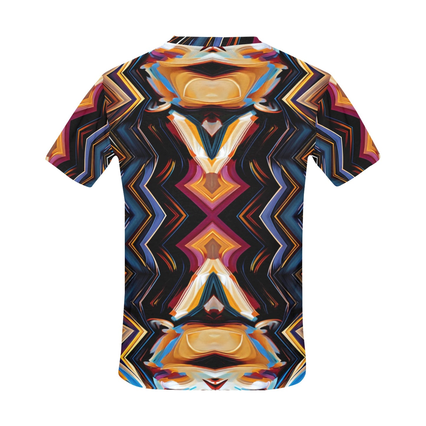 Men's Bold Geometric Pattern All-Over Print  Crew Neck T-Shirt