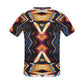 Men's Bold Geometric Pattern All-Over Print  Crew Neck T-Shirt