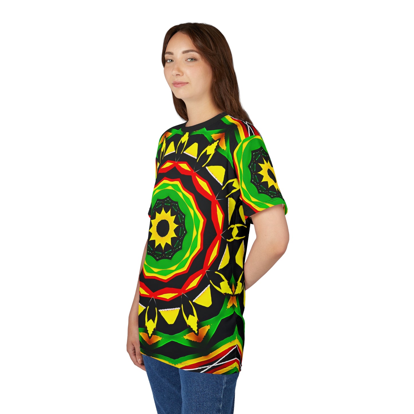 Women's Psychedelic Bold Reggae Colors All Over Print Tee