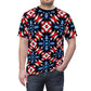 Men's Red White Blue Geometric Pattern All-Over Print Unisex Cut & Sew Tee