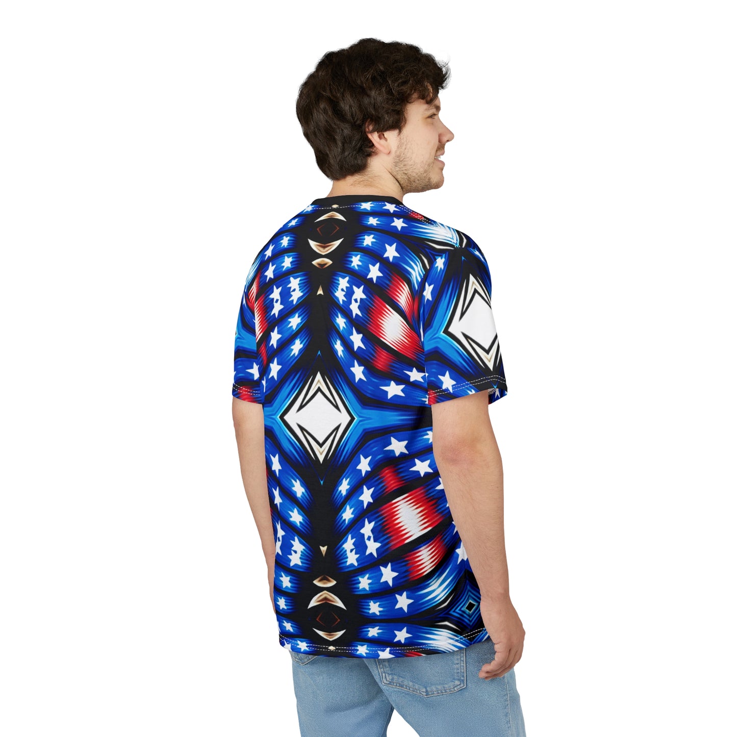 Men's American Flag Pattern All-Over Print Unisex Cut & Sew Tee