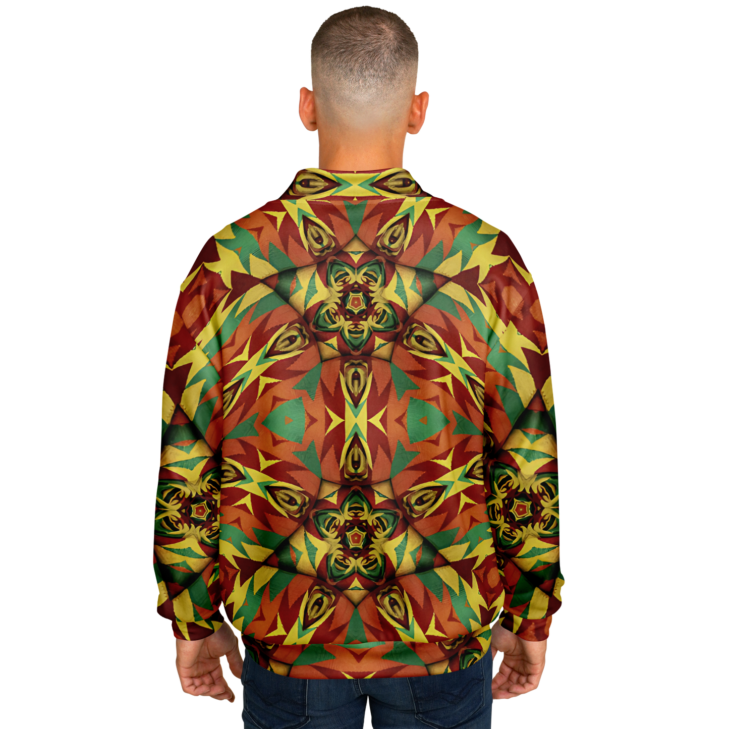 Men's Bold Tribal Kaleidoscope Pattern All Over Print Baseball Jacket