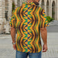 Men's African Kente Geometric Pattern All-Over Print Zipper Polo Shirt
