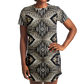Women's Monochrome Geometric Kaleidoscope Pattern All Over Print T-Shirt Dress