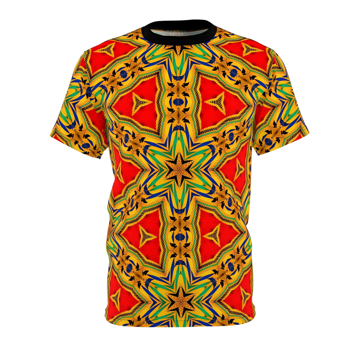 Men's Vibrant Red & Gold Star All-Over Print Festival Tee