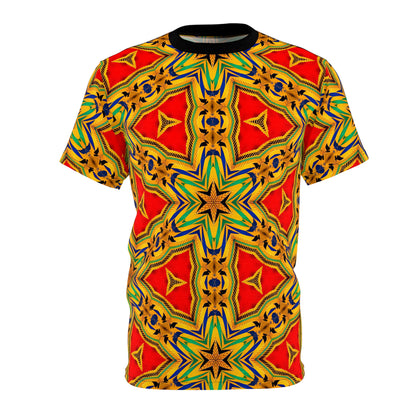 Men's Vibrant Red & Gold Star All-Over Print Festival Tee