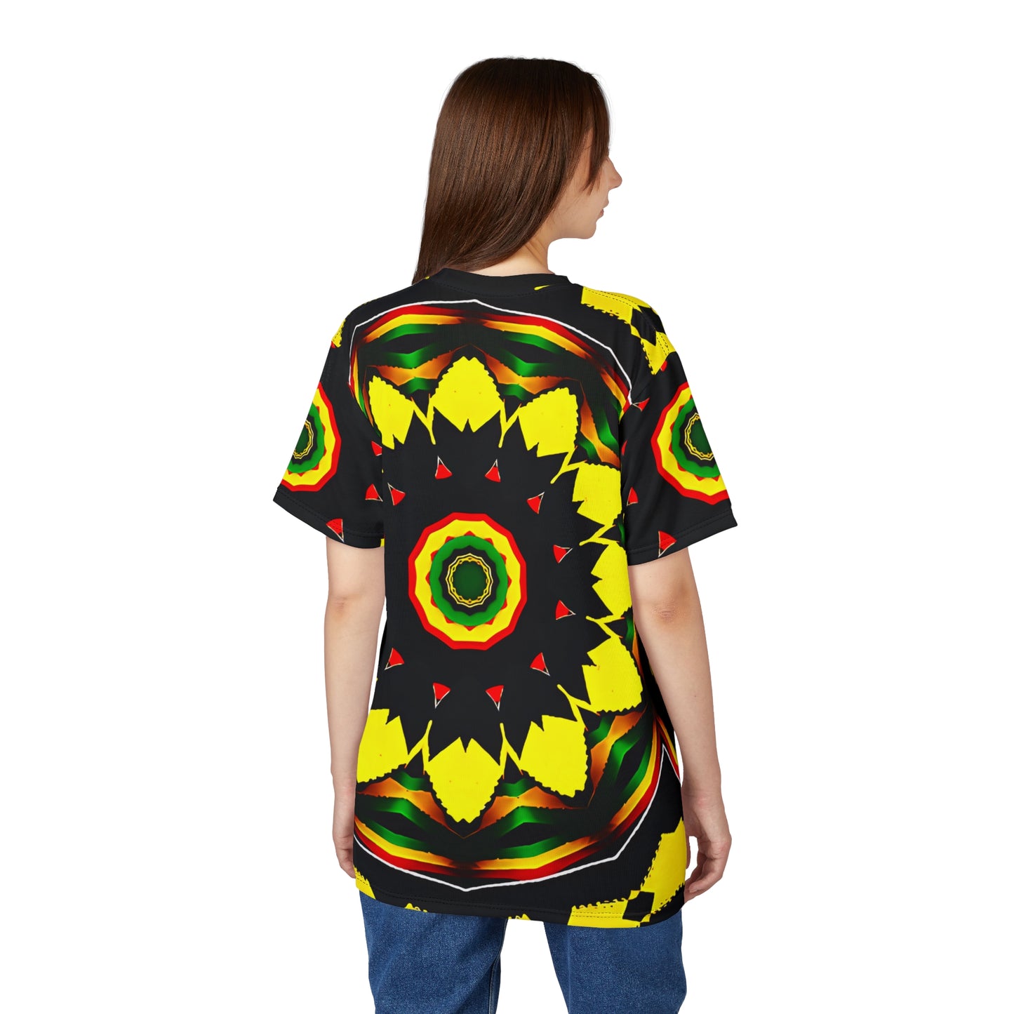 Women's Psychedelic Floral Pattern All-Over Print Tee