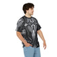 Men's Black & Silver Symmetry Pattern All-Over Print Tee