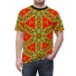 Men's Vibrant Red & Gold Star All-Over Print Festival Tee