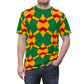 Men Bold Green, Red & Gold African Kente-Inspired Pattern  All-Over Print Tee