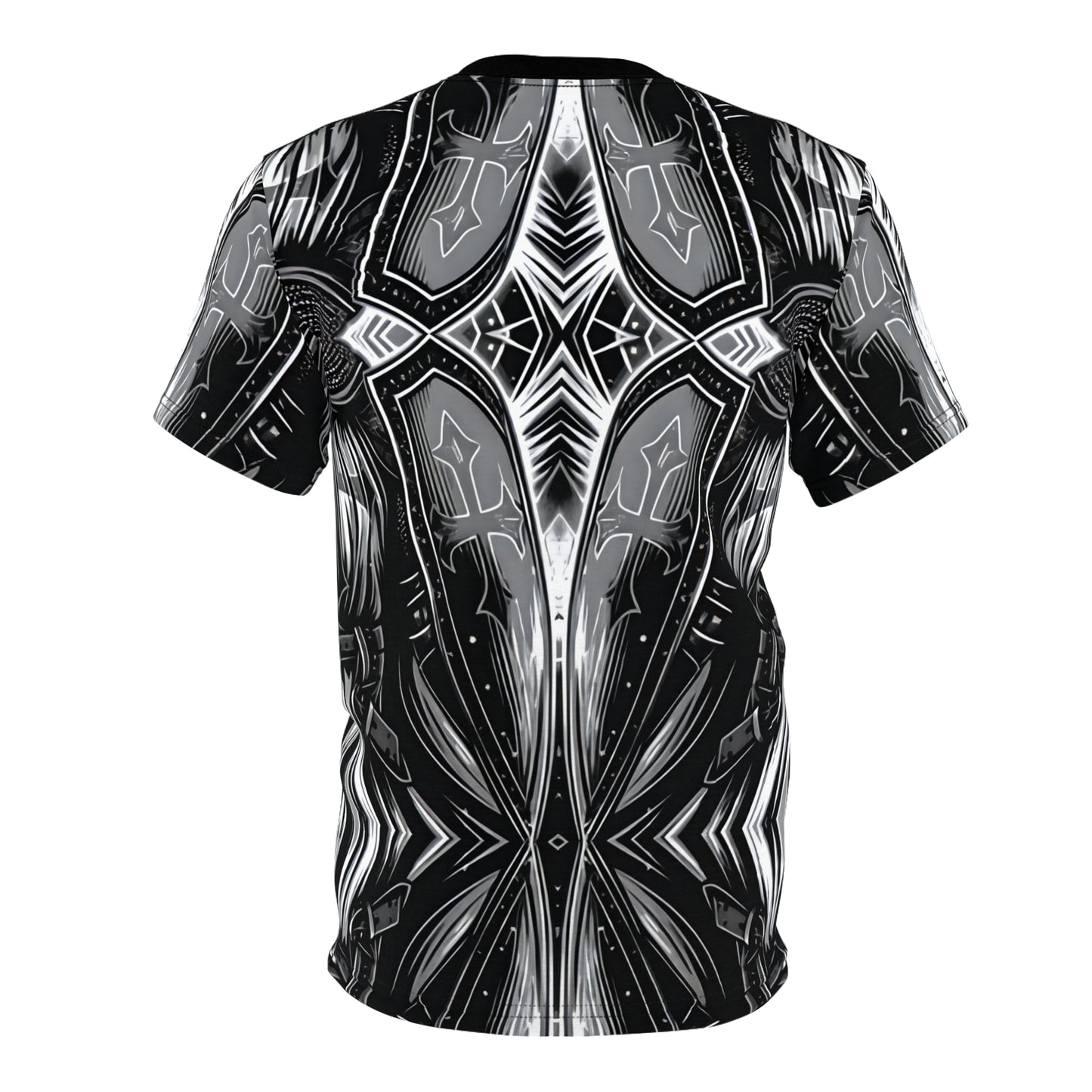 Men's Black & Silver Symmetry Pattern All-Over Print Tee