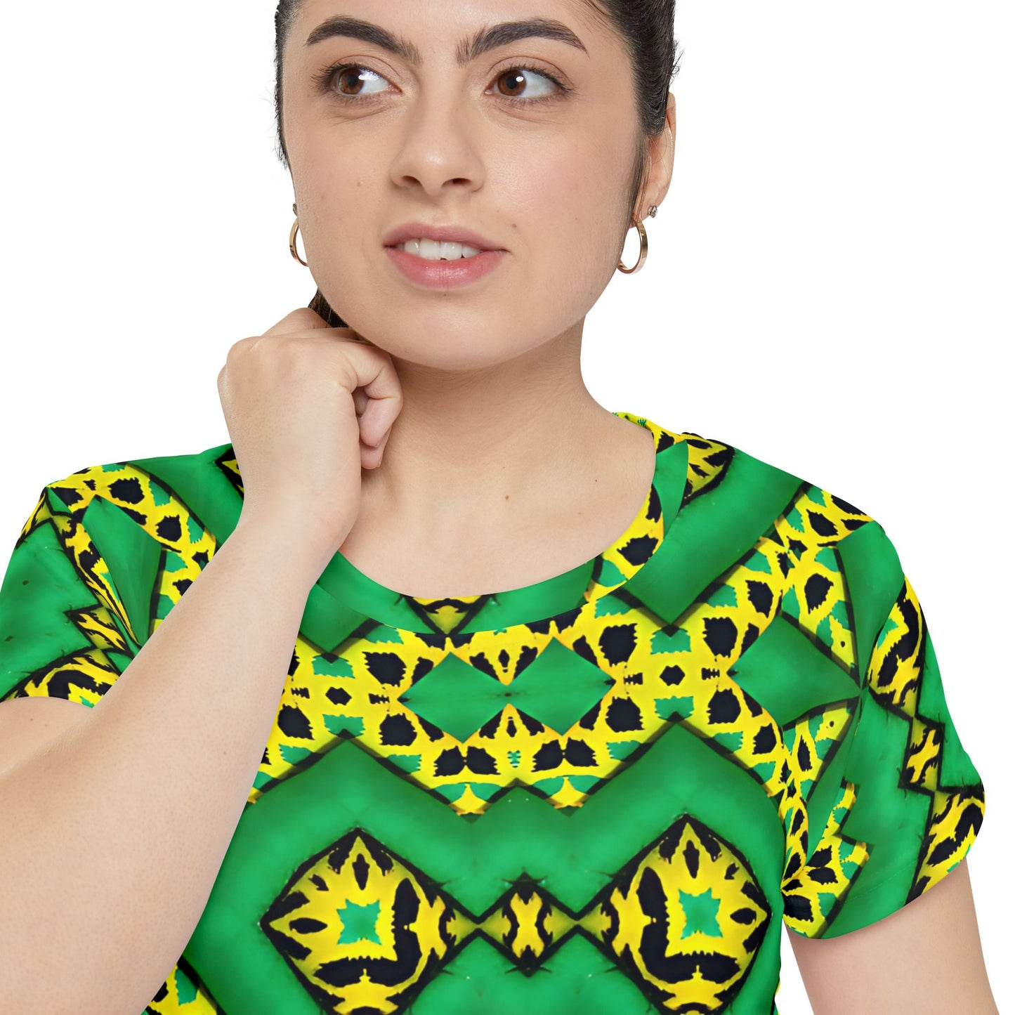Women's Kaleidoscope Green & Yellow All-Over Print Tee