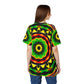 Women's Psychedelic Bold Reggae Colors All Over Print Tee