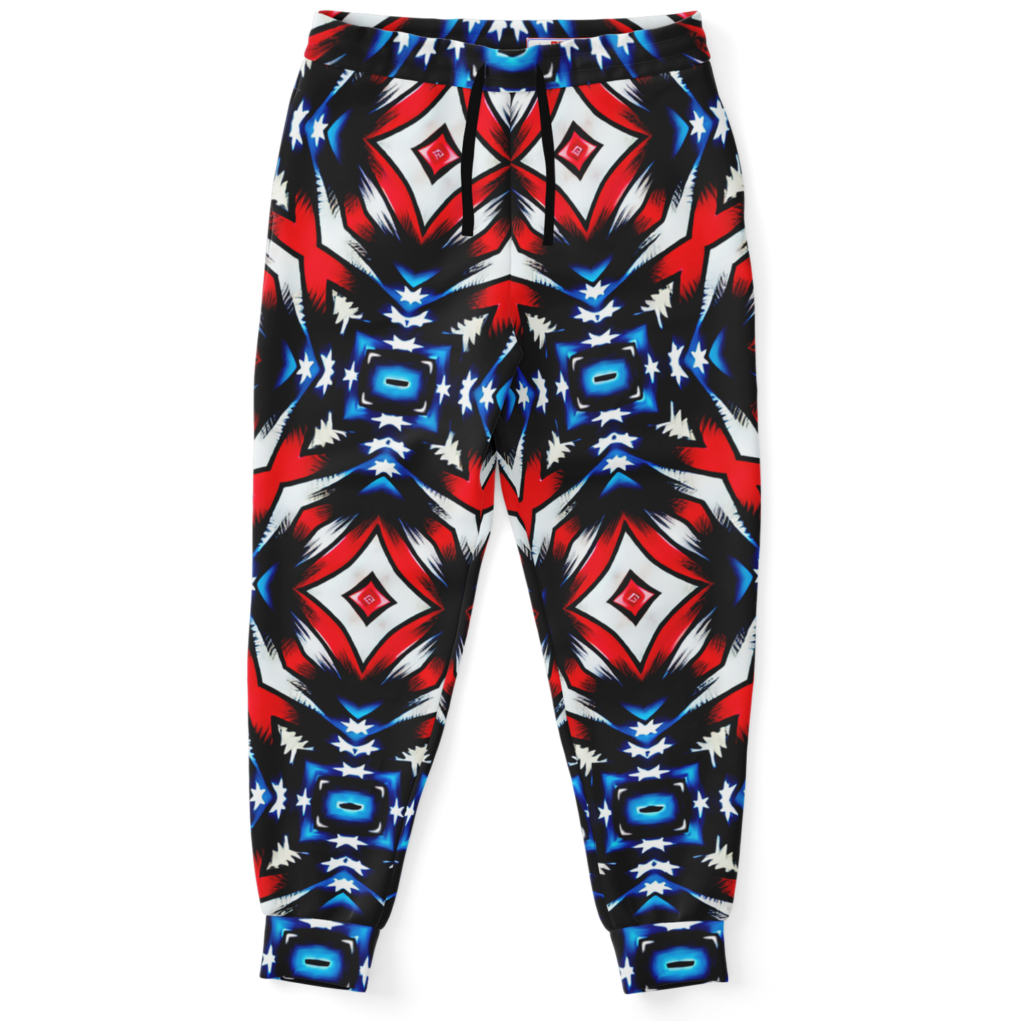 Women's Red White Blue Geometric Pattern All-Over Print Athletic Jogger