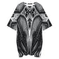 Women's Black & Silver Symmetry Pattern All-Over Print Oversized T- Shirt Loungewear