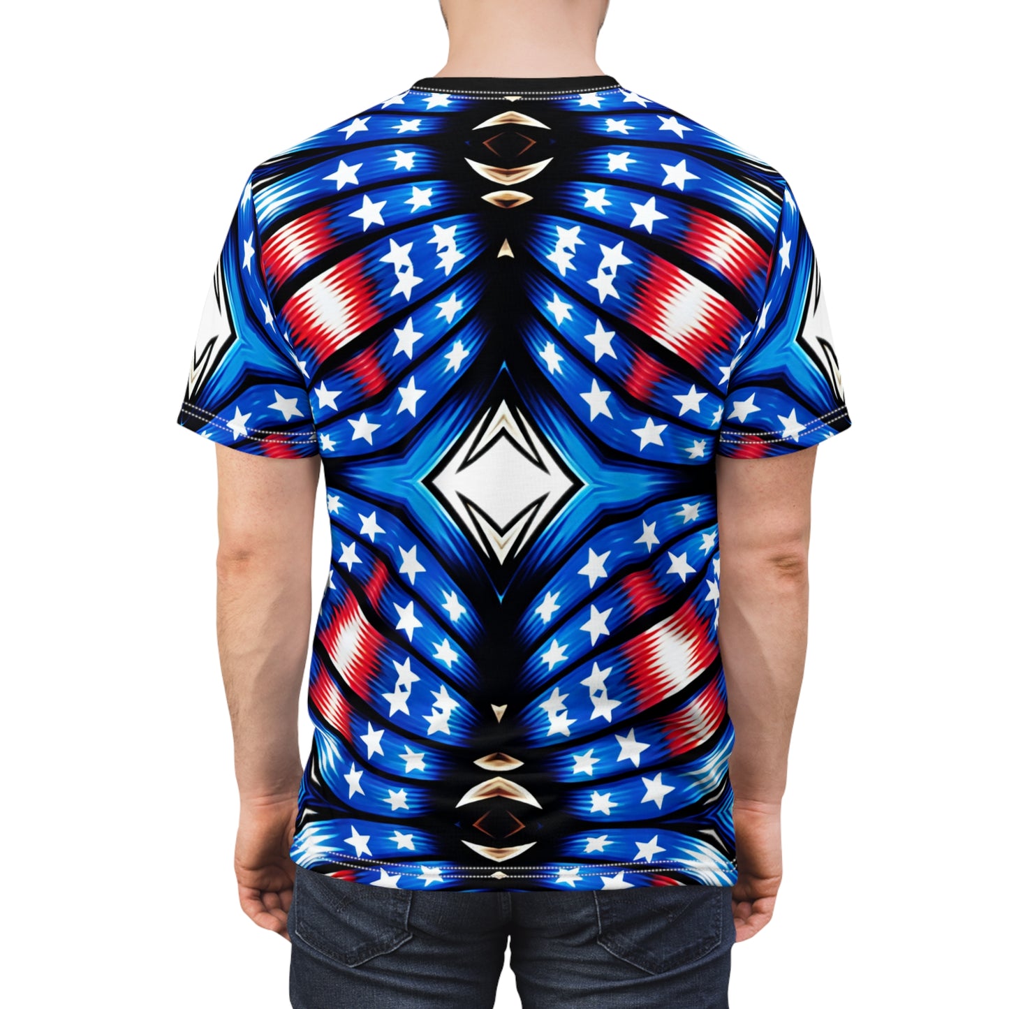 Men's American Flag Pattern All-Over Print Unisex Cut & Sew Tee