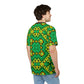 Men's Green & Yellow Kaleidoscope Pattern All-Over Print Shirt