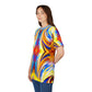 Women's Vibrant Abstract Art All-Over Print Tee