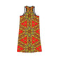 Women's Vibrant Red & Gold Racer back All-Over Print Dress