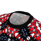 Women's Red, Black & White Psychedelic Pattern All-Over Print Shirt