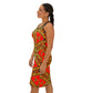 Women's Vibrant Red & Gold Racer back All-Over Print Dress