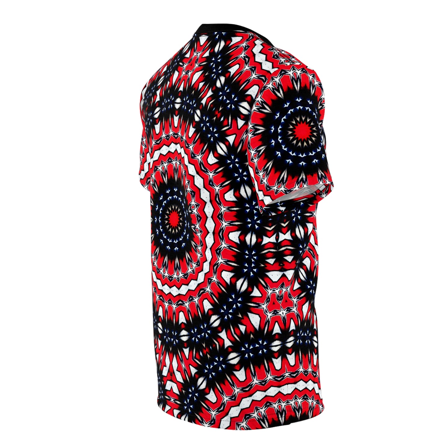 Women's Red, Black & White Psychedelic Pattern All-Over Print Shirt