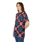 Women's Red White Blue Geometric Pattern All-Over Print Unisex Cut & Sew Tee