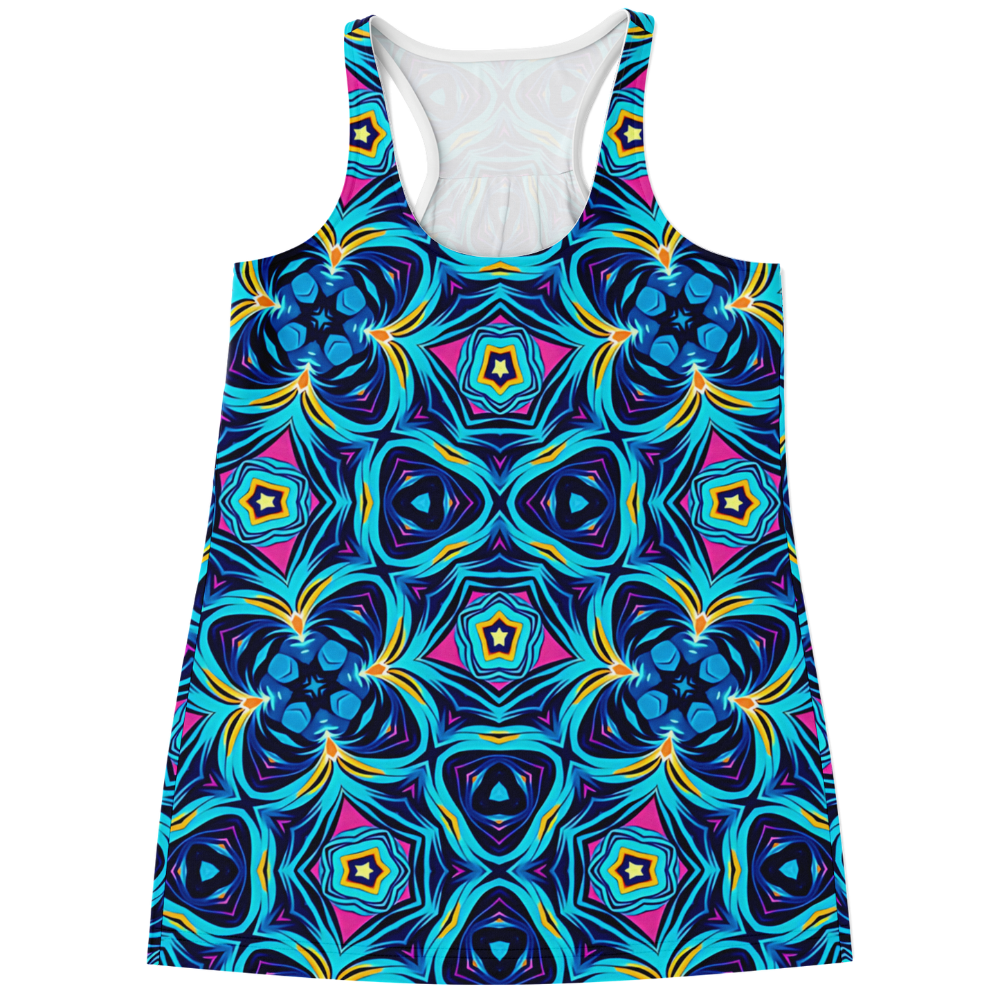 Women's Blue Kaleidoscope Flowy Racerback Tank Top