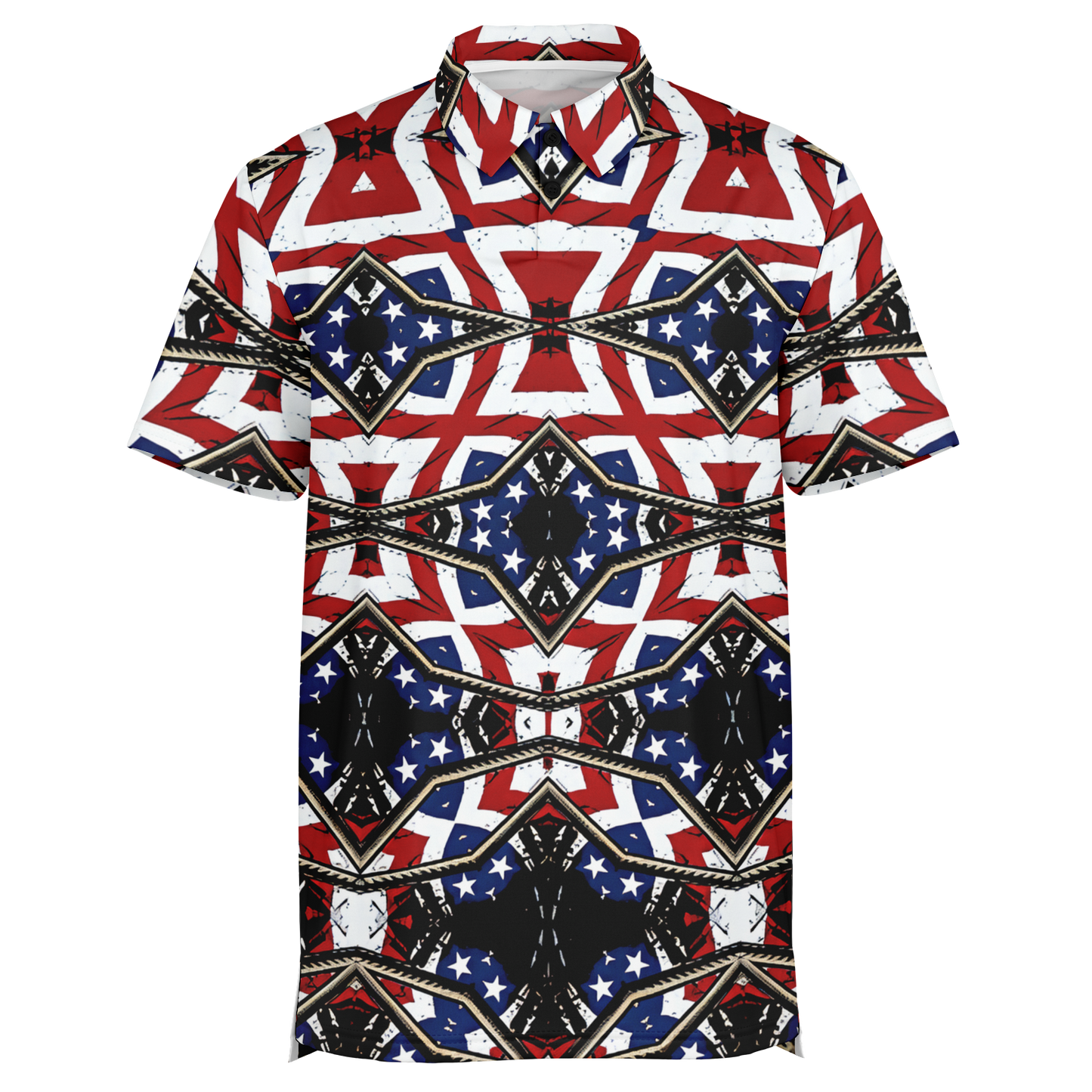 Men's Patriotic Star Kaleidoscope Pattern All-Over Print Polo Shirt