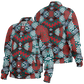 Men's Red, Green & White Teal Aztec Geo Pattern All-Over Print Baseball Jacket