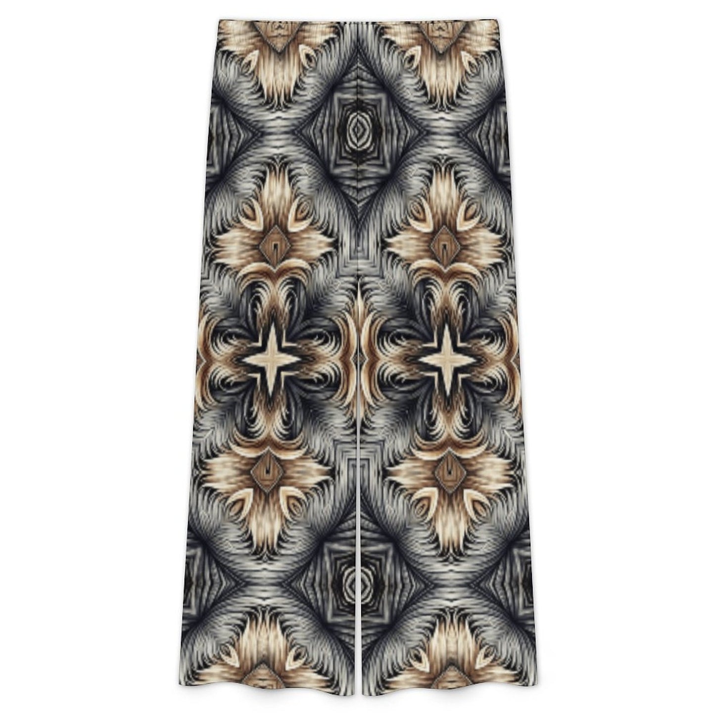 Women's Neutral Geometric Floral Pattern All Over print Side-Tie Short Sleeve Top & Wide-Leg Pants Set