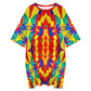 Women's Bold Rainbow Kente-Inspired Geometric Pattern All Over Print Oversized T- Shirt Loungewear