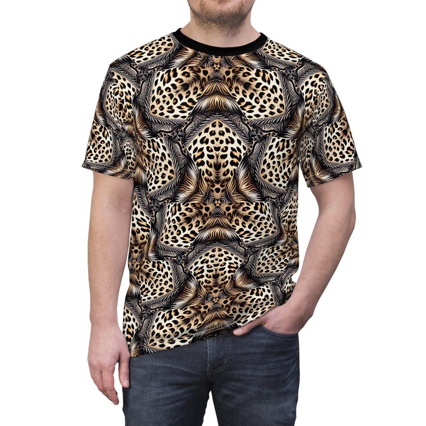 Men's Leopard Mosaic Pattern All-Over Print Unisex Cut & Sew Tee